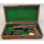 Webley & Scott Mark I air pistol with wooden grip, having brass inset, manual safety catch bearing