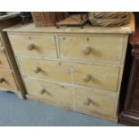 Victorian pine straight front chest of two short and two long drawers on a projecting base. 91 x
