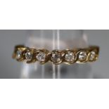 9ct gold diamond half eternity style ring. Ring size M. Approx weight 2.5 grams. (B.P. 21% + VAT)
