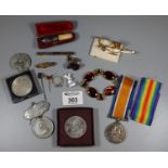 Queen Elizabeth II crowns, various, medal ribbons, 14-18 War Medal awarded to Pte Thomas RAMC,