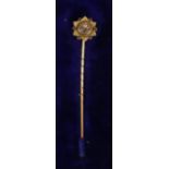 9ct gold diamond set stick pin. Approx weight 1 gram. (B.P. 21% + VAT)