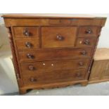 19th Century oak Scotch chest having an arrangement of four small and three long drawers on