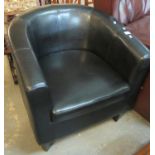 Modern black leather tub armchair. (B.P. 21% + VAT)
