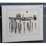 Sir John 'Kyffin' Williams, Venetian scene, signed in pencil by the artist with his initials,
