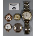 Group of assorted vintage watches to include; 9ct gold small half hunter and two other gold watches,