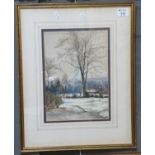 British school (19th Century), winter scene, watercolours. 30 x 21cm approx, framed and glazed. (B.