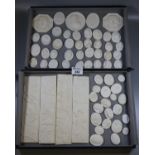 Two cases of neo-classical plaster cameos and plaques, various. (B.P. 21% + VAT)