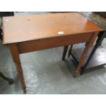 Edwardian stained side table of rectangular form and ring turned supports. (B.P. 21% + VAT)