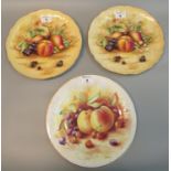 Pair of Aynsley 'Orchard Gold' fruit design cabinet plates, together with another bone china, '