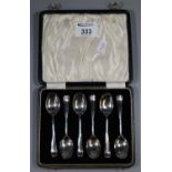 Cased set of six silver teaspoons, Birmingham hallmarks, 1.68 troy ozs. (B.P. 21% + VAT)