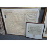 Large framed Indenture, together with a framed last Will and Testament 'James Hutcheson of