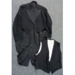 Box of early 20th/late 19th Century men's clothing to include; black woollen blazer with satin