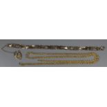 9ct gold rope twist chain and three bar gate bracelet. Approx weight 10.2 grams. (B.P. 21% + VAT)