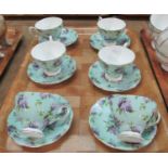 A set of six Royal Albert 'Archive' collection bone china 'Lilac Lane' cups and saucers. (B.P. 21% +