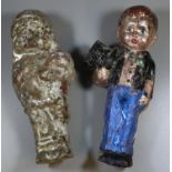 Two unusual mid Century novelty chocolate moulds of a Victorian style boy and a girl, the box is