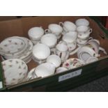 Box containing two sets of part teaware: a set of Duchess bone china teaware and a smaller amount of