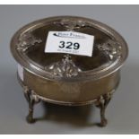Early 20th Century silver and tortoiseshell jewellery casket with velvet lining, etched initials and