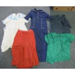Collection of vintage clothing mostly ladies to include; a small cream cotton child's dress with