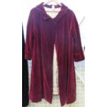 1920's red velvet swing coat with silky cream lining. (B.P. 21% + VAT)