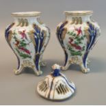 Pair of 19th Century Samson porcelain baluster shaped vases with painted panels of fantastic birds