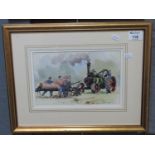 David Brunwin (British, 20th Century), 'Sawing wood at the steam rally', signed, watercolours. 16