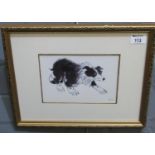 After Sir John 'Kyffin' Williams, Welsh collie, monochrome print, signed in the plate, 15 x 21cm