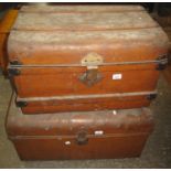 Two similar vintage tin trunks. (2) (B.P. 21% + VAT)
