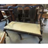 Early 20th Century stained Queen Anne style two seater parlour type sofa having open arms on