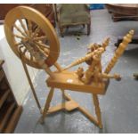 Modern beech spinning wheel, made by J Stobart December 1990. (B.P. 21% + VAT)