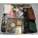Tin box of oddments to include; wristwatches, lighters, cuff links, 14 and 10ct gold plated
