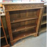 Mid Century carved oak three section open bookcase. (B.P. 21% + VAT)