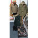 British Army staff officers uniform to include; cap, jungle hat, short blouson, long jacket, two
