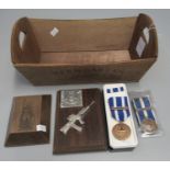 Collection of militaria items including: NATO medals (2), wall plaque and paperweight. (B.P. 21% +