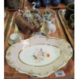 Tray of china and other items to include; Spode 'Feldspar' porcelain floral bowl, miniature