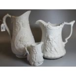 Three Portmeirion British Heritage collection Parianware jugs to include; 'Babes in the wood', '