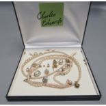 Box containing assorted simulated pearl necklaces, earrings etc. (B.P. 21% + VAT)