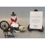 Royal Doulton bone china figurine 'Y Gymraes, Wrth Y Droell', Welsh lady at the spinning wheel