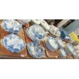 Six trays of Art Nouveau design 'Athol' blue and white transfer printed floral and foliate