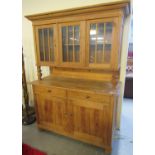 Pine two stage cabinet back glazed kitchen dresser. (B.P. 21% + VAT)