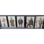 Group of assorted spy and other caricature portrait prints. 31 x 18cm approx. Framed and glazed. (5)