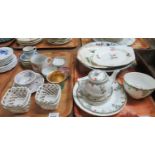 Two trays of assorted china to include; Wetley part teaset decorated with fruits, large Japanese