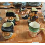 Tray of character jugs to include; Royal Doulton 'Old Salt', Tony Weller, Capt Ahab etc. (6) (B.P.
