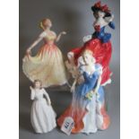 Four Royal Doulton bone china figurines to include; 'Janet' HN4042, 'Joy' HN3875, 'Pamela' HN3756