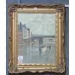Armour (British 20th Century), 'The Bridge, Whitby', signed, oils on board, 39 x 28cm approx.