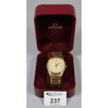 Omega Seamaster quartz gold plated gents wrist watch in original box. (B.P. 21% + VAT)