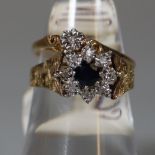 9ct gold diamond solitaire ring in illusion setting, ring size L&1/2. Together with a 9ct gold