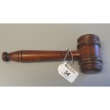Turned oak barrel shaped auctioneer's gavel. (B.P. 21% + VAT)