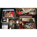 Crate of assorted jewellery to include watches, watch straps, pewter baluster tankard, Dior case,