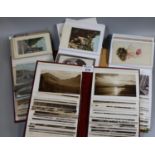 Three albums of postcards to include topographical, seascapes, portrait pictures, film stars