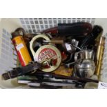 Box of oddments to include; vintage keys, locks, penknives etc. (B.P. 21% + VAT)